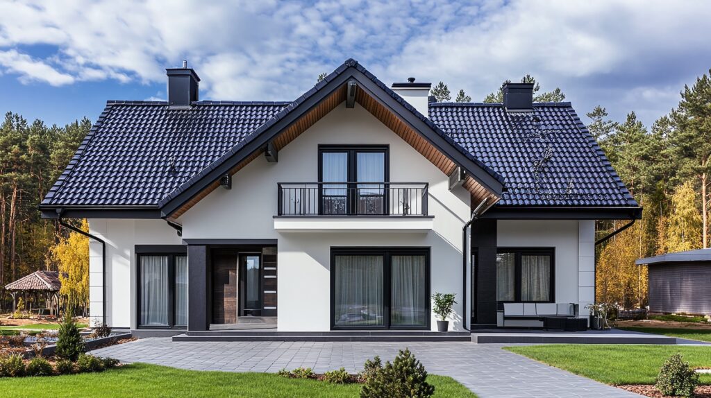 Haus mit Garten und neuen Dachziegeln